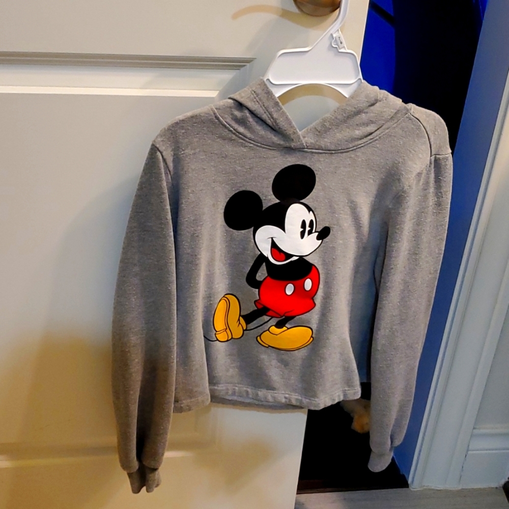 Gray Mickey Mouse crop sweater